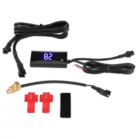 Acouto123zxcasdqwe163 Acouto Coolant Temp Gauge Kit For Vehicles Motorcycle Water Black
