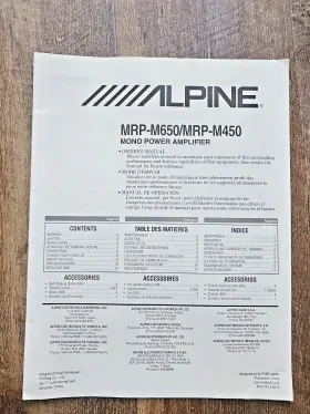68-05946z13-a Alpine Owners Manual Mrp-m650 / Mrp-m450 Mono Power Amplifier