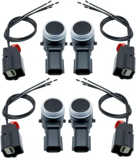 Atsuch 445033621632 4 Pcs Bumper Park Assist Object Sensor With Connector Fit For Chevy Silve