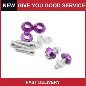 Automall Tech 686687010992 M6 Purple Metal Cone Head License Plate Frame Nuts Screws 5 Pcs For Motorbike