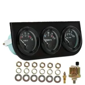 17w061442 Autoxbert 2 Inch 52mm Triple Gauge Kit Fahrenheit Degree Water Temp Psi Oil Black