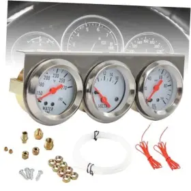 17w061443 Autoxbert 2 Inch 52mm Triple Gauge Kit Fahrenheit Degree Water Temp Psi Oil White