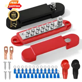 Avelis A-bus-bar-01 Bus Bar 12v 150a Power Distribution Block 1/4 In Stud Red And Black