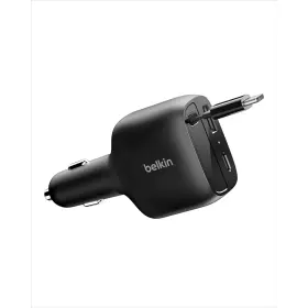 Beccc001fqbk Belkin Boostcharge 75w Usb-c And Usb-a Car Charger With Retractable Cable Black