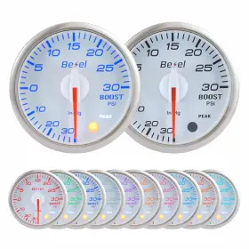 Bezel Auto 850069756116 Boost Gauge Kit -30inhg 30psi White Indash Brushless Series 2-1/16ftft 52mm