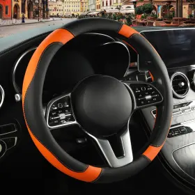 Binsheo 738678064252 Leather Steering Wheel Cover Breathable Anti Slip And Odor Free Blac