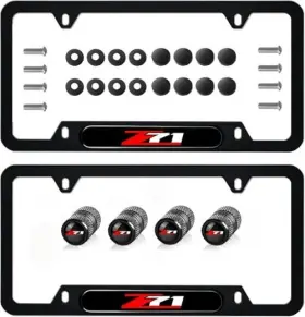 Buguangjian 790885609299 2pcs For Z71 Black Metal Licence Plate Frame Compatible Accessories