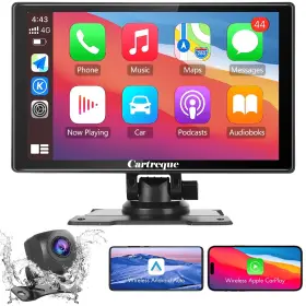 Cartreque 765133635153 Portable Car Stereo Wireless Apple Carplay Dash Mount And Android Auto 9 Inch