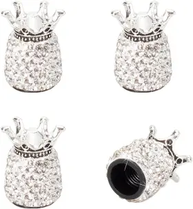 Direct 711181780352 Valve Stem Caps 4 Pack Handmade Crown Bling Crystal Rhinestone Car Wheel