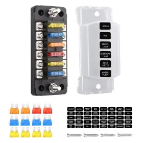 1901-6way Dkesokup Fuse Block Blade Marine Panel Box Atc/ato Waterproof Cover Negative