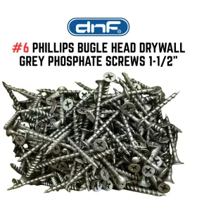 Dnf Dww112 500 Pack Phillips Bugle Head Drywall Grey Phosphate Screws #6 X 1-1/2 Inch
