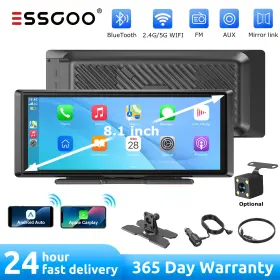 Essgoo-e40 Essgoo 8.1 Inch Portable Apple Carplay Android Auto Car Stereo Radio Touch Screen Bluetooth