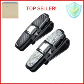 Finegood Crystal-2 2 Pack Glasses Holders For Car Sun Visor Holder Clip With Rhin