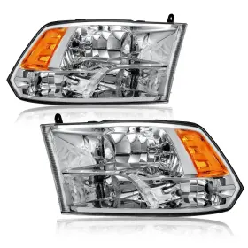 Fl-hl-068-amch Fullux Headlights For Dodge Ram 1500 2500 3500 4500 5500 Only Factory Quad Style Ha