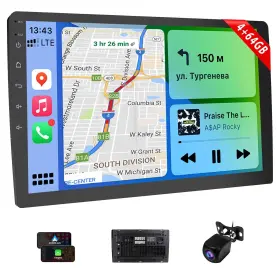 Haudio 761709916220 10.1 Inch Double Din Car Stereo With Apple Carplay And Android Auto Touchsc
