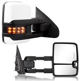7255pwc-14-eash Hf Autoparts Towing Mirror For Silverado Sierra - Compatible With 2014-2018 Chevy White