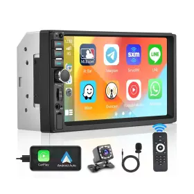 7018b Hikity Double Din Car Stereo With Apple Carplay And Android Auto 7 Inch H... Fast Ship