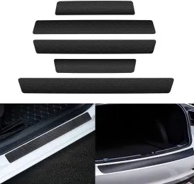 Hc0020 Hocheslo Car Door Sill Plate Protectors With Trunk Bumper Protector 5pcs/set Universal B