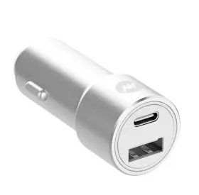 Just Wireless 705954030515 Pro Series 42w 2-port Usb-a And Usb-c Car Charger - Silver White