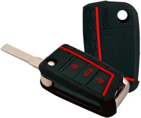 Kctiguan3bflip Keycare Silicone Key Cover Compatible For Volkswagen Jetta Tiguan Black