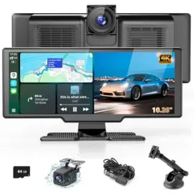 B0dt71csgp Lehwey Portable Wireless Carplay Screen With Dashcam And Backup Cam 10.26 Inch Display