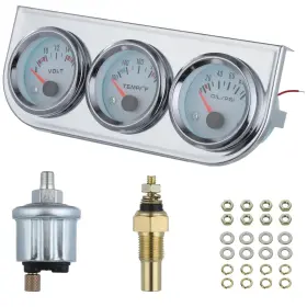 Lnrueg 752870978889 Vinyl 52mm 2ftft 3 In 1 Car Auto Gauge Kit Meter Voltmeter Water