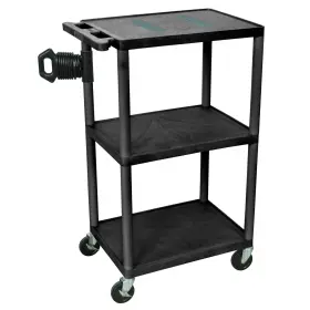 Le42-b Luxor Furn Black Endura 3 Shelf A/v Cart