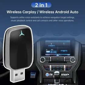 E301-c193 Madhornets 2 In 1 Wireless Apple Carplay Android Auto Adapter Usb Car Dongle Connect Box