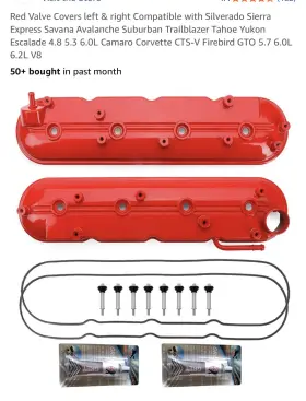 004-235-r Mitzone Valve Covers Left And Right Compatible With Silverado Sierra Express Savana Red