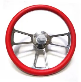 New World Motoring 201437663077 Red Chevy Hot Rod Street Steering Wheel 14 Inch Billet Muscle Style