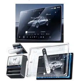 T-yz-clear-01 Nmoiss 3 In 1 Tesla Screen Protector Matte 15.4 Inch Model Y Juniper Highland