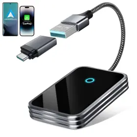 By969s Powq Wireless Carplay And Android Auto Adapter 2-in-1 Usb Bluetooth Dongle 5.8ghz