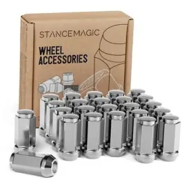 4347517774 Precision European Motorwerks 24pcs 14x1.5 Lug Nuts 1.8 Inch Length X 0.90 Width Bulge Height Silver