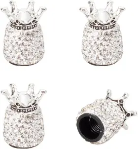 Roson 795261843175 Valve Stem Caps 4 Pack Handmade Crown Bling Crystal Rhinestone Car Wheel