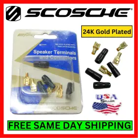 S16fd4 Scosche Speaker Terminals And Connectors 24k Gold Plated With Insulator Sleeve 16ga