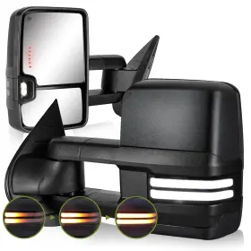 Sz-bc5507-sdbn Siziom Switchback Towing Mirrors For 2007-2013 Chevy Silverado Avalanche Suburban Ta