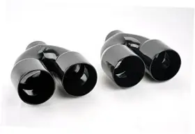 Mt-dual-3040-bk-dcha08 Tunerbits Dual 4.0 Inch Quad Style Gloss Black Exhaust Tips For Dodge Challenger 2008-2023