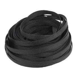 Uxcell 602451438243 16m Long 10mm Width Black Car Audio Polyester Sleeving Cable Cover Coil