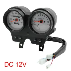 Uxcell 711331972712 Dc 12v Black Shell Dual Odometer Tachometer Speedometer Cluster For Motorcycle
