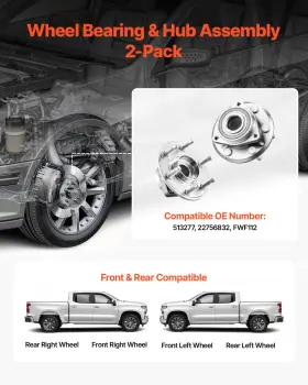 Vevor 197988355762 Front/rear Wheel Bearing And Hub Assembly Pair For 2016-2017 Buick Enclave