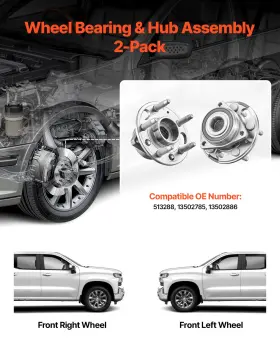 Vevor 197988357704 Front/rear Wheel Bearing And Hub Assembly Pair For 2020 Chevy Impala Premier