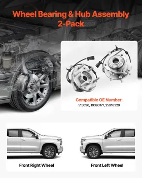 Vevor 197988358398 Front Wheel Bearing And Hub Assembly Pair For 2004-2007 Buick 03-06 Chevy