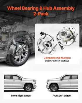 Vevor 197988704799 Front Wheel Bearing And Hub Assembly Pair For 2007-2013 Chevy Avalanche/gmc