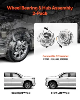 F-250 Vevor 197988706991 Front Wheel Bearing And Hub Assembly Pair For 2016 Ford Super Duty