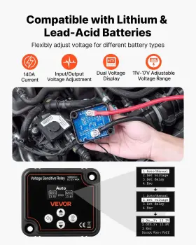 Sdcgljdqtzqs61yxj001v9 Vevor Dual Battery Isolator Kit 12v 140 Amp Manual And Automatic Vsr Voltage Sensit