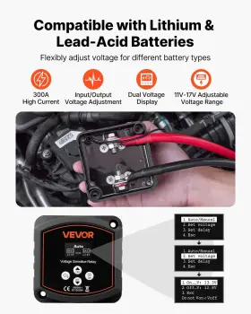 Sdcgljdqtzqsnh3if001v9 Vevor Dual Battery Isolator Kit 12v 300 Amp Manual And Automatic Vsr Voltage Sensit