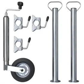 210308 Vidaxl 1.9 Inch Jockey Wheel With 2 Support Tubes And 3 Split Clamps