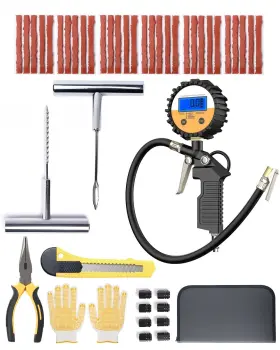 Yantu 761483860887 Tire Repair Kit With Plugs And Digital Pressure Gauge 30 Rubber