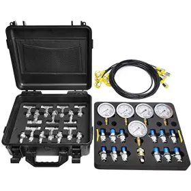 Yfixtool 767810814967 Hydraulic Pressure Test Kit With 5 Gauges 150/1500/3500/6000/9000 Psi And 14