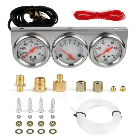 Slj-1192-s-mn Zibopar Triple Gauge Kit Water/volt/oil 2ftft 52mm Dc 12v Mechanical Set C